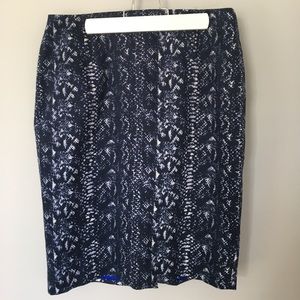 Navy Tahari snake print pencil skirt